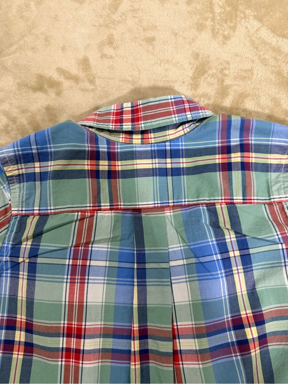Ralph Lauren Boys Short-Sleeve Plaid Button-Down Shirt - Green, Blue & Red